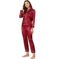 thumbnail image 1 of Conjuntos de pijama para mujer Ropa de dormir de manga larga con botones Traje de noche suave para mujer Conjuntos de salón Pj rojo L, 1 of 5