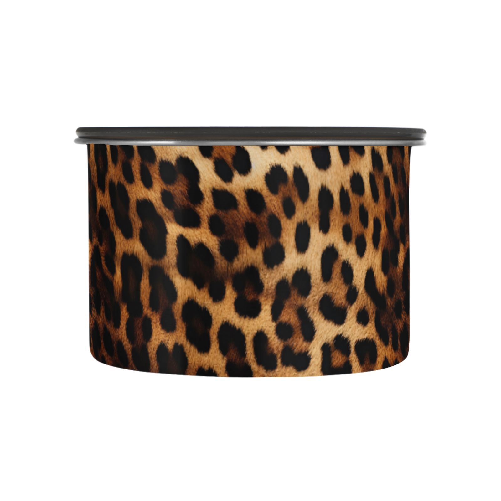 Leopard Print Cheetah Airtight Coffee Bean Canister 30oz Food Storage Containers with Lids For Gournd, Tea, Sugar, Flour, Rice, Cereal, Candy Cookie Jar