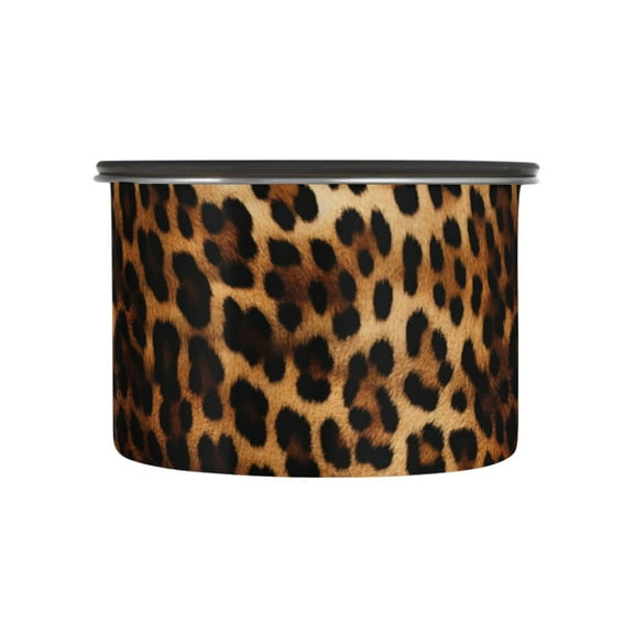 Leopard Print Cheetah Airtight Coffee Bean Canister 17oz Food Storage Containers with Lids For Gournd, Tea, Sugar, Flour, Rice, Cereal, Candy Cookie Jar