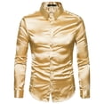 thumbnail image 1 of Minnieouse Camisa satinada lisa para hombre Casual Slim Fit - Grande y de secado rápido para cualquier ocasión Camisa para hombre Formal de Camisetas amarillo 2XL, 1 of 6