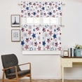 thumbnail image 5 of Semi-Sheer Rod Pocket Kitchen Valance and Tiers Set 24 Inch Length, Independence Day American Flag Stars Stripes and Fireworks Red and Blue Curtains Living Room Bedroom Bathroom Valance 3 Piece Set, 5 of 6