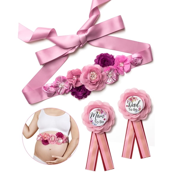Set de faja de maternidad Noah Baby Mom to Be Dad to Be Pink