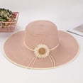 thumbnail image 2 of Clossjun Solid Straw Wide-Brim hat with Daisy Decor, UV-Protective, Lightweight for Trips., 2 of 3