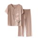 thumbnail image 1 of Pantalones de Mujer Traje de Verano Impreso de Manga Corta Cuello Redondo Top & Shorts Set, Delgado Y Casual de las Mujeres Pantalones Casuales, 1 of 3