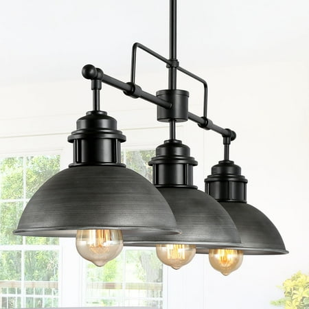 

LNC Industrial 3-Light Antique Silver Linear Chandelier for Kitchen Island