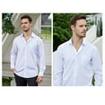 thumbnail image 4 of Bcfgryg Men's Long Sleeve Button Down Dress Shirts Business Casual Untucked Stretch Shirts Men's Linen Shirts Summer, 4 of 4