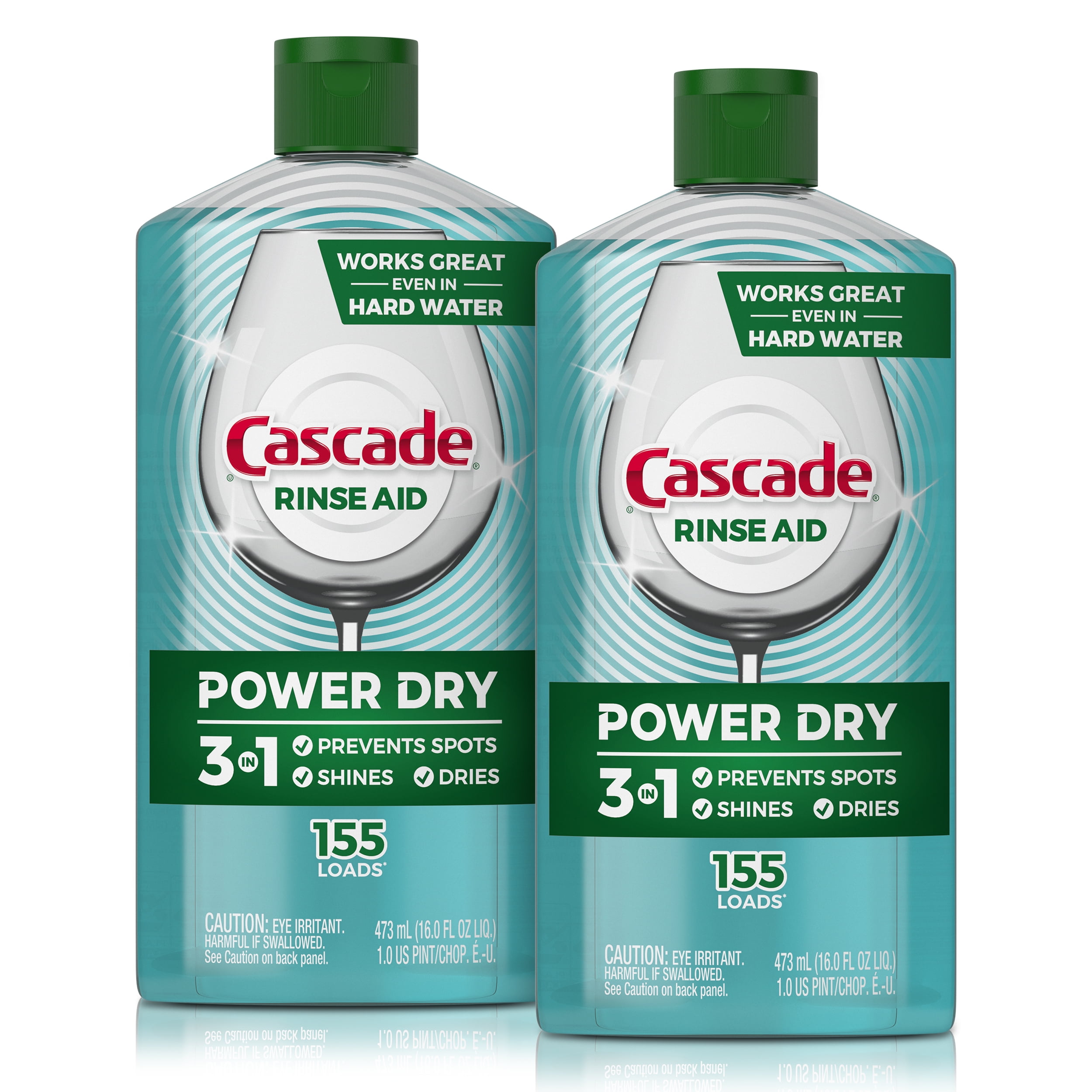 Cascade Power Dry Dishwasher Rinse Aid, 16 fl oz, Pack of 2