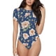thumbnail image 1 of Balery Flower Body de cuello redondo de manga corta para mujer Tops de manga corta Tops básicos-Medium, 1 of 7