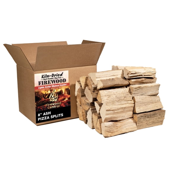 Firewood Central Kiln-Dried PA Ash – 8” Splits (Approx 39.5 lb) – Mild Smoking Wood for Pizza Ovens, BBQ & Fire Pits – Easy Light, Low Smoke, USA-Sourced 