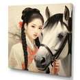 thumbnail image 2 of Designart "Japanese Kimono Woman and Horse II" Fashion Wall Art - Glam White Woman Japan Bedroom Canvas Wall Art, 2 of 6