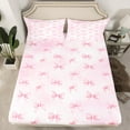 thumbnail image 2 of Castle Fairy Cute Ribbon Bow-Tie 3Pcs Twin Sheet Sets for Teens Girls Kids,Gradient Pink Twin Fitted Sheet,Dreamy Princess Breathable Flat Sheet,Luxury Bedroom Decor, 2 of 7