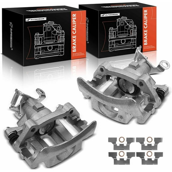 A-Premium Disc Brake Caliper Assembly with Bracket Compatible with Select Jaguar and Lincoln Models - S-Type 2003-2005 3.0L/4.2L, LS 2003-2006 - Rear Driver and Passenger Side, 2-PC Set
