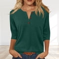 thumbnail image 5 of Womens Henley 3/4 Sleeve Tops Dressy Casual Blouses Summer Vacation Business Basic Summer Fashion Clothing, 5 of 5
