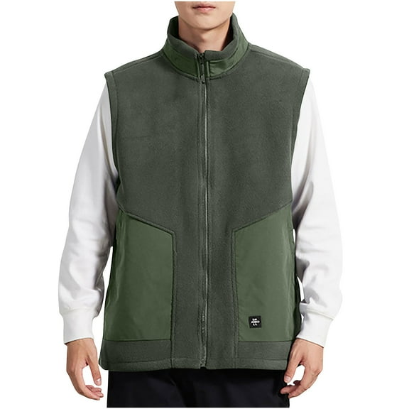 Big and Tall Men's Lightweight Fleece Vest, Sleeveless Zip Up Warm Jacket Casual Outerwear Vests With Pockets