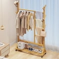thumbnail image 3 of BriGen Tech Bamboo Clothes Rack Portable Extra Large Garment Rack 2-Tire Storage Box Shelves For Entryway and Bed Room Bamboo Clothing Rack With Whee, 3 of 14