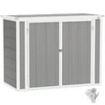 thumbnail image 2 of Outsunny 4.7 x 2.5FT Outdoor Storage Shed, Horizontal Outdoor Storage Box with Chain Lid, for Garden Tools, Trash Cans, Gray, 2 of 9