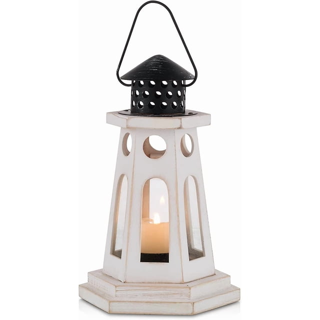 Wooden Lantern Vintage Candle Holder Decorative Lighthouse Candle Lanterns for Rustic Tealight
