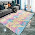 Comfy Rug Soft Small Rug Rainbow Colored Long Hair Tie Dyed Bedroom ...