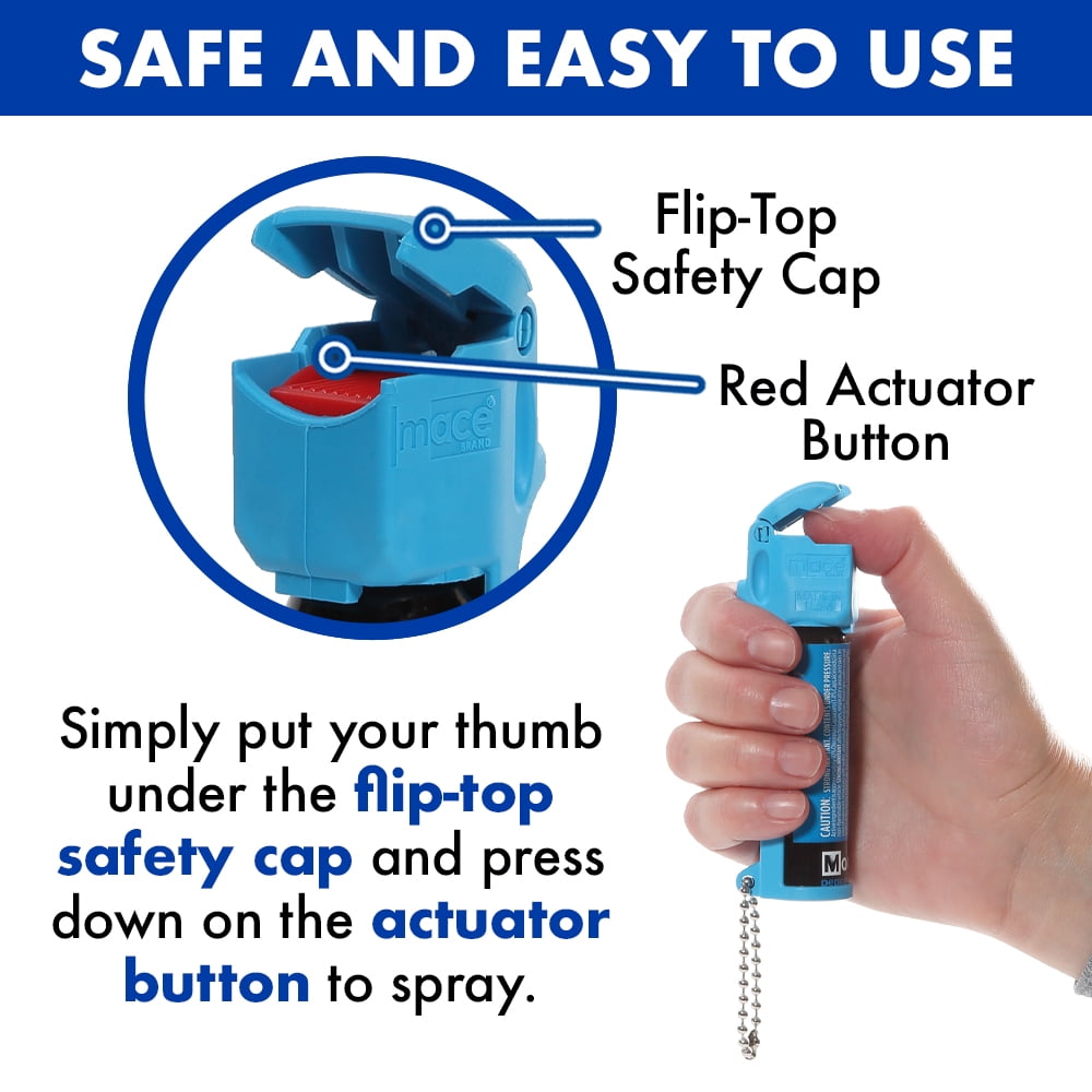 Mace Brand PepperGard Pepper Spray, Max Strength OC Pepper Formula with UV Detection Dye & Key Chain, Blue (1-Pk)