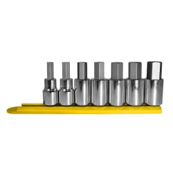 Mayhew Tools 16018 SAE Hex Socket Bit Set, Chrome Plated, 7-Piece