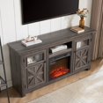 thumbnail image 2 of 60" TV Stand for 65" TVs, Wood Media Console with 18" Electric Fireplace Insert, Farmhouse Console Table with Doors,Ajustable Shelves, for Living Room, 2 of 9