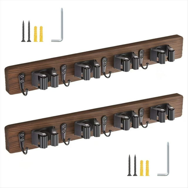 Decoración con 4 Ranuras y 4 . Soporte para Trapeador y Escoba. Soporte de Pared para Herramientas de Jardín.