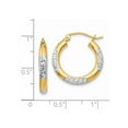 thumbnail image 4 of Primal Gold 14 Karat Yellow Gold and Rhodium-plated Diamond-cut 3x20mm Hoop Earrings, 4 of 4