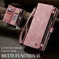 thumbnail image 2 of Feishell Durable 2-In-1 Magnetic Detachable Wallet Case for Samsung Galaxy S22 Ultra,for Women Men,Premium PU Leather Zipper Pocket Flip Multi Card Slots Purse Phone Case with Wrist Strap,Pink, 2 of 10