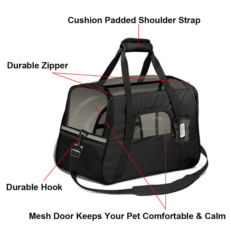 Dog Carriers for Small Dogs Pet Carrier for Small Cats Dog Travel Pet Bag with Zippers 4 Ventilated Windows Red