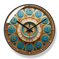 thumbnail image 1 of Reloj de pared vintage de lujo de 30 cm, cuarzo, no hace tictac, azul/dorado, 1 of 1
