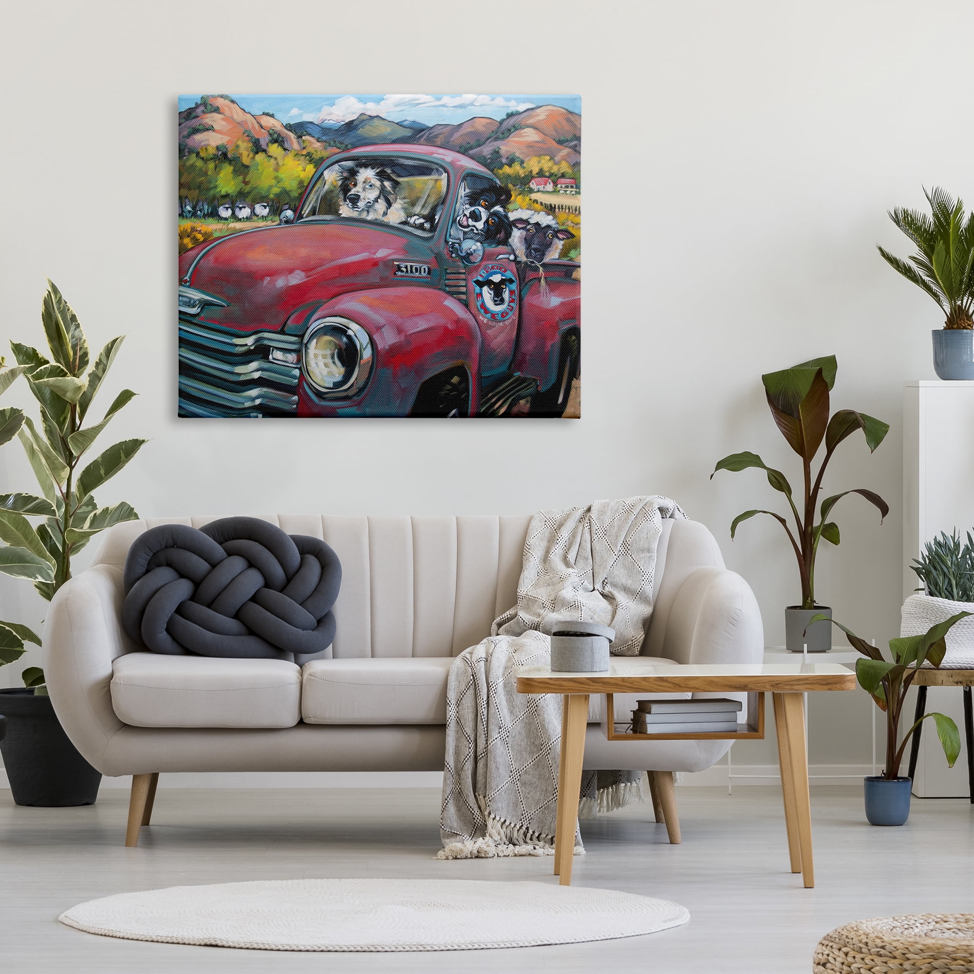 Stupell Industries Dogs in Vintage Truck Animals & Insects Painting Gallery Wrapped Canvas Print Wall Art, 48 x 36