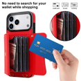 thumbnail image 2 of For iPhone 17 Pro Max RFID Blocking Protective Purse Wallet Case Magnetic Organ Style Flip Cover Multi-Card Slots Pocket With Detachable Shoulder Strap And Wrist Strap,Red,For iPhone 17 Pro Max, 2 of 8