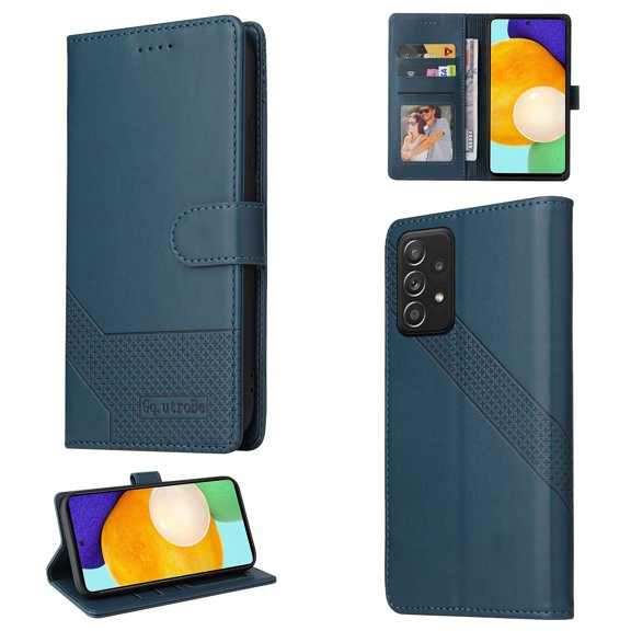 Allytech Samsung Galaxy A52 Wallet Case, Magnetic Folio Protective Wallet Pocket Credit Slots Retro Flip PU Leather Card Holder Kickstand Cover For Samsung Galaxy A52 5G/4G,
Blue