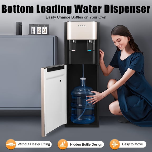 Bottom Loading Water Dispenser, with Heating and Cooling Functions, Unique Lower Water Loading Design for Home, Office, Living Room (Gold)