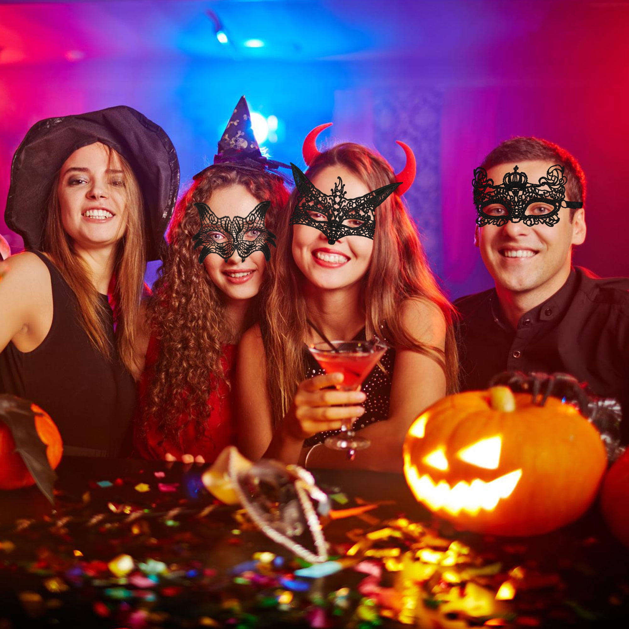 MFMYEE Lace Face Mask, Blackout Mesh Eye Mask Women's Sleeping Eye Mask for  Halloween Costume Party
