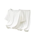 thumbnail image 1 of XDZJLR Tenues pour Fillettes, Ensemble Pantalon à Manches Courtes d'Été pour Enfants, Pyjamas Fins Unis, Col Rond, Vêtements de Maison pour Enfants, 3-4 Ans, 1 of 4