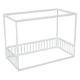 thumbnail image 6 of Miniyam Wood Twin Size Canopy Floor Bed with Guardrails for Kids and Teens, White, 6 of 7