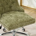 thumbnail image 4 of PAPROOS Vanity Chair, Swivel Home Office Chair, Ergonomic Home Desk Chair with Silver Metal Base, Adjustable Height, Chenille Upholstered Tufted Button Task Chair, Gray, 4 of 10