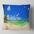 thumbnail image 2 of Designart Tropical Beach with Green Sea - Landscape Photography Throw Pillow - 18x18, 2 of 5