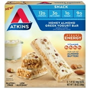 Atkins Honey Almond Greek Yogurt Bar, 1.55 oz, 5-pack (Snack Bar)