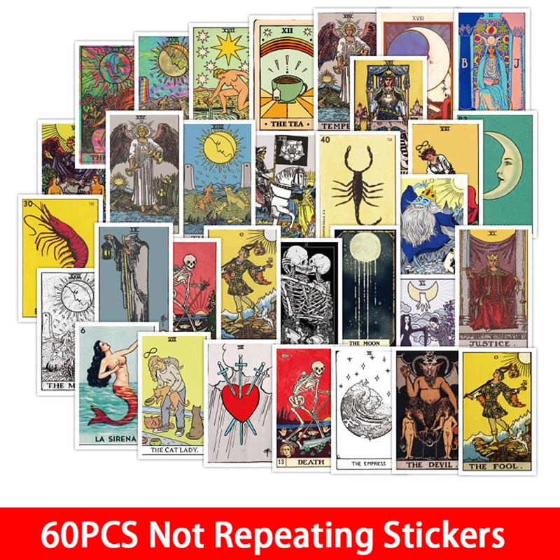 60pc Cartoons Tarot Cards Stickers Snowboard Laptop Luggage Guitar SuitcaseB Hn 