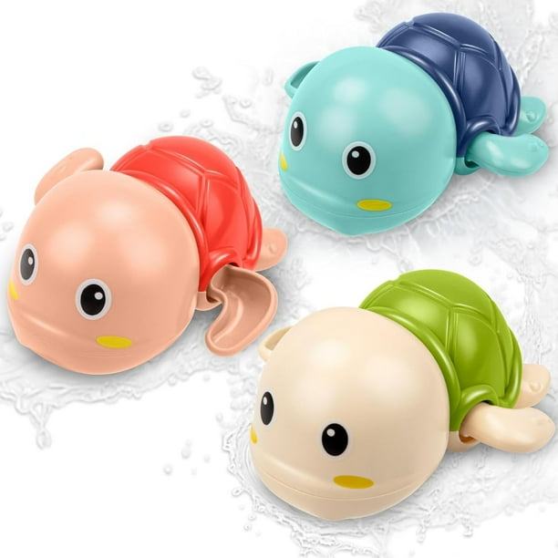 Juguetes de baño para niños pequeños de 1 a 3 años, juguetes de baño de tortuga para nadar, juguetes flotantes de cuerda para bañera, juguetes de agua para piscina para niños pequeños