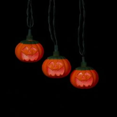 set of 10 light up the night smiling pumpkin led novelty halloween lights