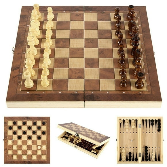 Wooden Chess Set, 3 in 1, Portable Wooden Chess Board, Chess Board Set Foldable, Chess Set For Party Family Activities, Chess Game, Chess Chess Board
