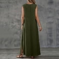 thumbnail image 6 of ClodeEU Women's V Neck Sleeveless Maxi Dress with Side Slit, Casual Solid Color Loose Flowy Dress Army Green,Women's Plus L, 6 of 8
