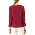 thumbnail image 4 of Allegra K Women's Ruffled V Neck Bracelet Sleeve Elegant Chiffon Blouse, 4 of 7