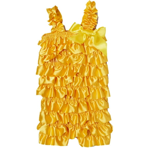 Wenchoice Bright Yellow Satin Ruffle Romper Girl's L(24M-36M)