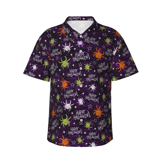 Balery Halloween Camisas hawaianas de manga corta para hombre, camisas playeras de corte holgado, camisas de vacaciones con botones,3X-Large