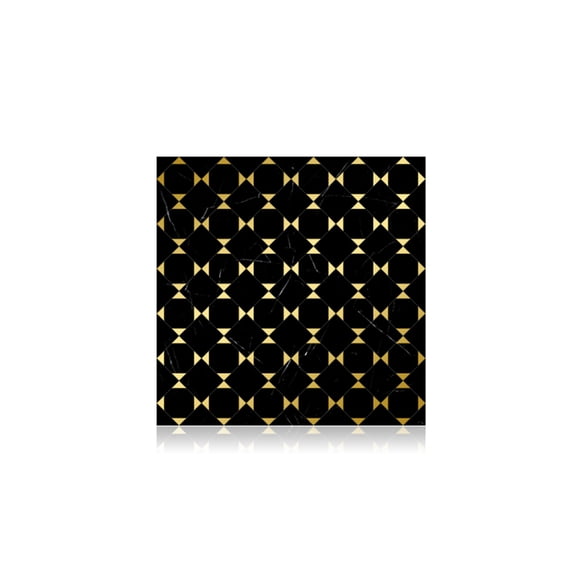 Yuarrent Adhesivo de mosaico artesanal, calcomanías impermeables gruesas, papel tapiz de cocina a prueba de aceite, restaurante contra Decoración del hogar Geometría de oro negro 20