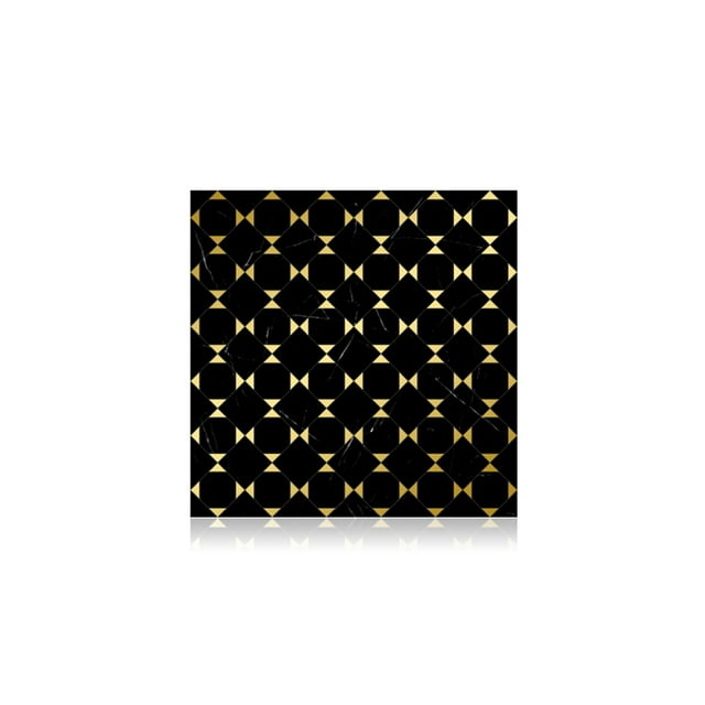 Yuarrent Adhesivo de mosaico artesanal, calcomanías impermeables gruesas, papel tapiz de cocina a prueba de aceite, restaurante contra Decoración del hogar Geometría de oro negro 20